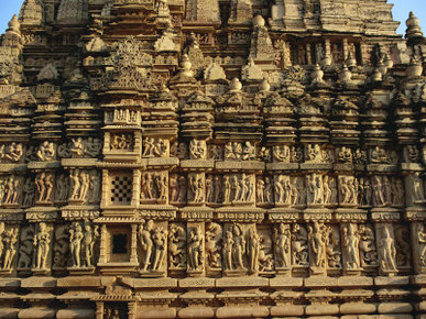 Detail of Erotic Decoration on Temple at Khajuraho, Madhya Pradesh State, India